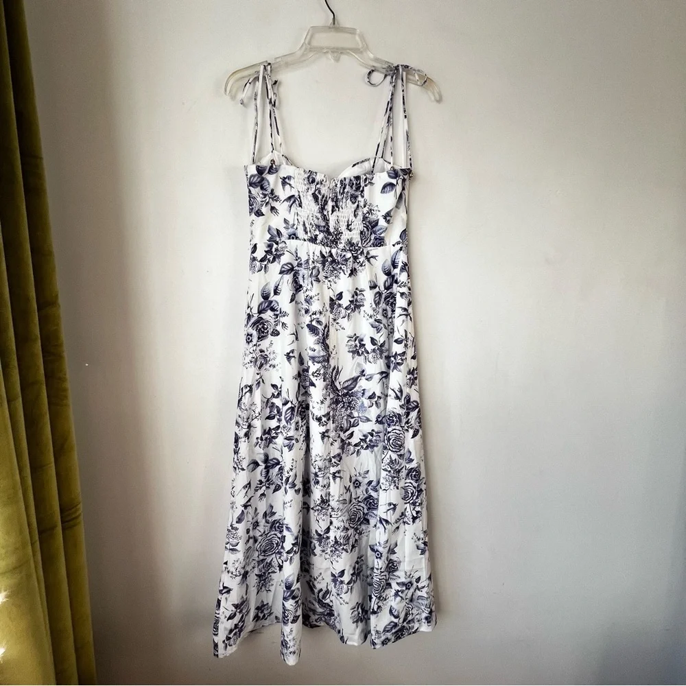 Petal & Pup Azelia White Blue Floral Tie Shoulder Midi Dress 8 - Picture 10 of 10